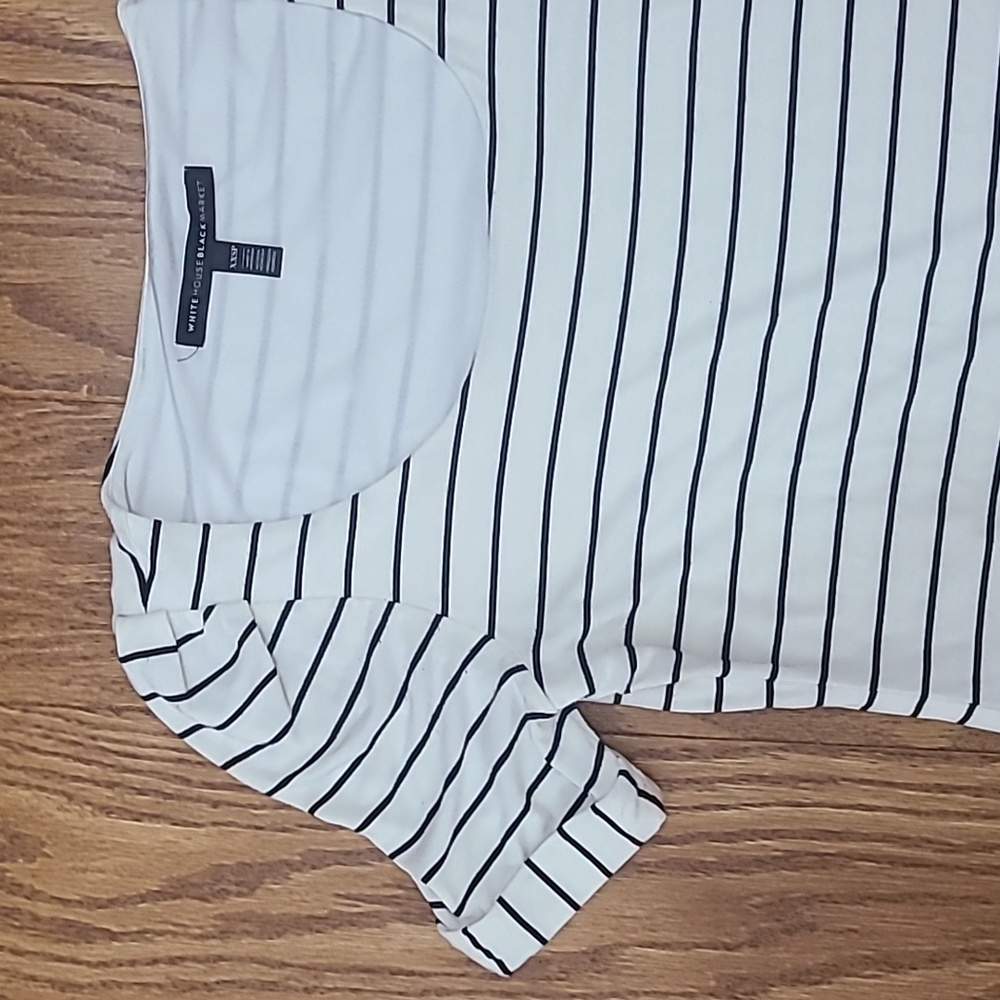 White House Black Market Short Sleeve Striped Top - Picture 3 of 4